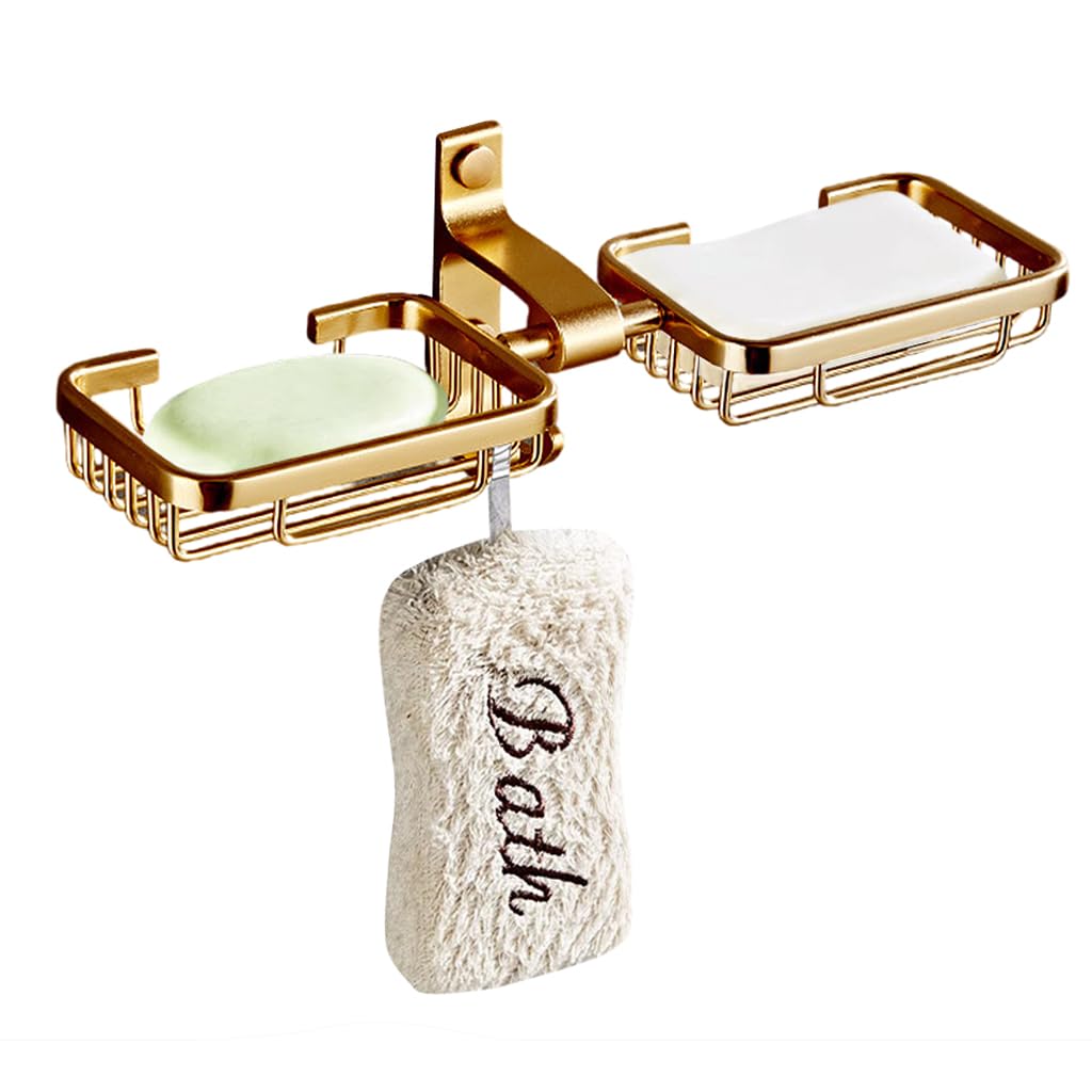 HASTHIP Double Soap Holder for Bathroom, Soap Stand for Wash Basin, Soap Dish Holder Wall Mounted, Rust Proof Metal Self Draining Soap Tray, Wall Mounted Soap Dish for Shower HASTHIP Double Soap Holder for Bathroom, Soap Stand for Wash Basin, Soap Dish Holder Wall Mounted, Rust Proof Metal Self Draining Soap Tray, Wall Mounted Soap Dish for Shower